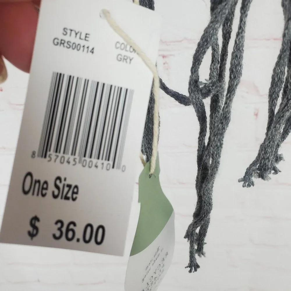 NEW QUAGGA GREEN LABEL Womens Recycled Polyester Infinity Scarf Gray Fringe